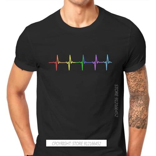 Rainbow Pulse Hearbeat Style TShirt LGBT Pride Month Lesbian Gay Bisexual Transgender Gift Clothes Basic T-Shirt Stuff
