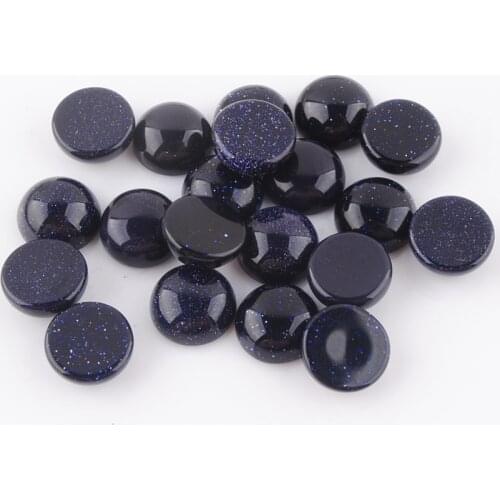 Natural Blue Sand Round 8mm Stone CAB Cabochon No Hole Beads for Earrings Rings Pendant Jewelry Making Round Bulk 30pcs QU3170
