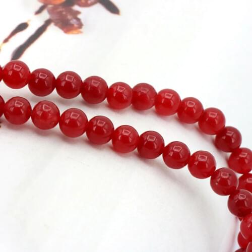 6mm red chalcedony round shape loose beads DIY jewelry wholesale suitable for making design ornaments 15"