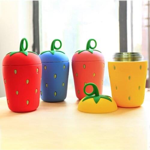 Creative Strawberry Water Cup Portable Heat-Resistant Stainless Steel Vacuum Flask for Home Camping Traveling TS2