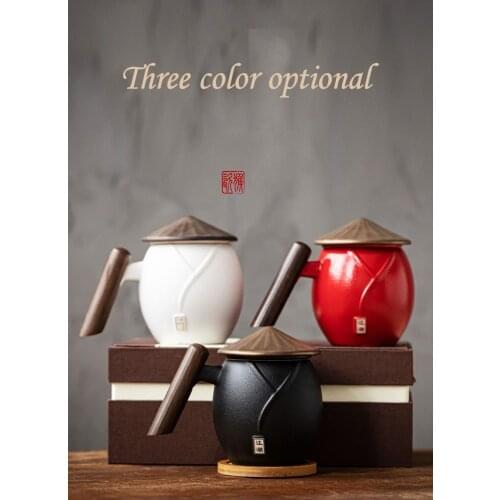 Creative pottery Teacups Vacuum Flasks With a spoon knight-errant Chinese kung fu customized mug