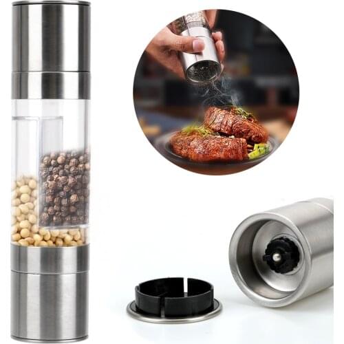 Salt Cumin Spice Mill Household portable 2 in 1 Manual Pepper Grinder Shaker Stainless Steel Cooking Tools Kitchen Accessories