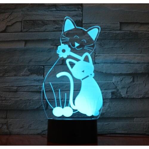 Cute Cat 3D LED Lamp 7 Color Changing 3d Night Light Remote Touch Switch Usb Desk Table Lamp For Kids Toy Gift