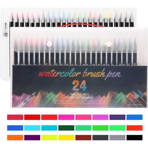 12/20/24/48/Colors Multifunction Soft Head Art Marker Pen Comic Coloring Painting Watercolor Pens School Graffiti Stationery