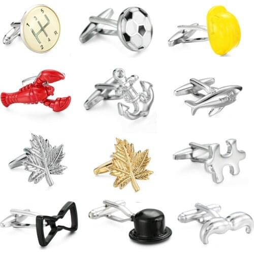 Fashion boutique Cufflinks apple / football / lobster / leaves / automobile gear rod Cufflinks French shirt clothing accessories