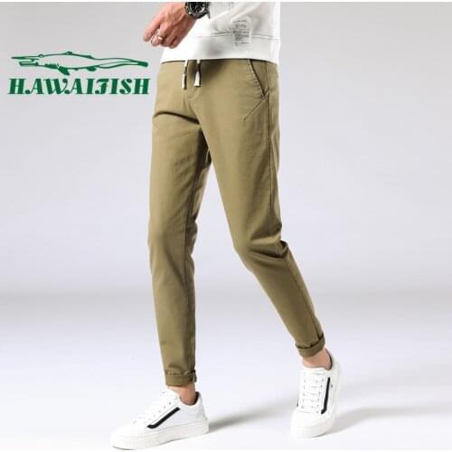 2021 spring and autumn new mens trousers mens casual ninth pants Korean mens popular slim trousers