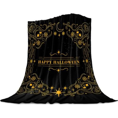 Living Room Sofa Blanket Halloween Star Moon Skull Children Soft Throw Blanket Travel Airplane Hotel Portable Warm Thin Blanket