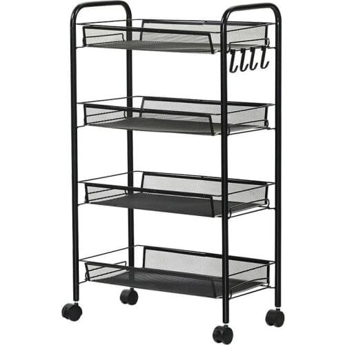 Storage finishing rack 3/4/5 layer removable kitchen bathroom rack metal rolling trolley cart basket stand wheel save space