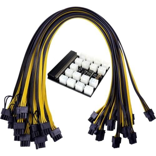 Profession Mining PCI-E Power Supply Breakout Board Adapter Set 12/17 Ports 6Pin PSU GPU Graphics Card Power Adapter with Cable