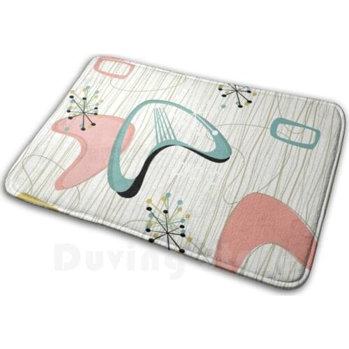 Retro Eames - Era Atomic Inspired 3 Mat Rug Carpet Anti-Slip Floor Mats Bedroom 1950S 1960S Atomic Atomic Inspired Barkcloth
