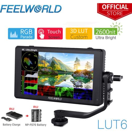 FEELWORLD 2600nits HDR 3D LUT6 Inch Touch Screen on Camera Field DSLR Monitor with Waveform VectorScope for twitter stabilizer