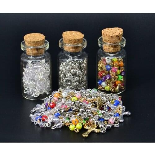 4mm beads Glass Bottle Rosary Beads INRI JESUS Cross Pendant Necklace Catholic Fashion Religious jewelry