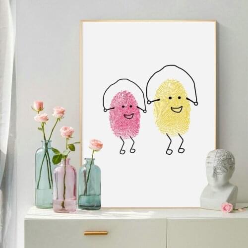 Cute Cartoon Abstract Canvas Painting Pink Yellow Smile Face Wall Art Poster Print Nordic Baby Nursery Pictures for Home Decor