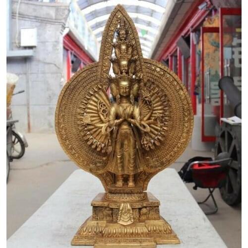 Tibet Bronze Copper Kwan-yin GuanYin Avalokitesvara Bodhisattva Buddha Statue
