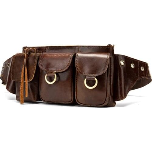 Vintage Leather Fanny Pack for Men Waist Bag Hip Purse Phone Bum Belt Money Belt Bag Messenger Small Shoulder Bags