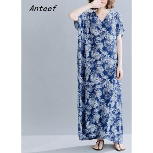 Cotton satin plus size vintage floral women casual loose long summer beach dress elegant clothes 2021 ladies dresses sundress