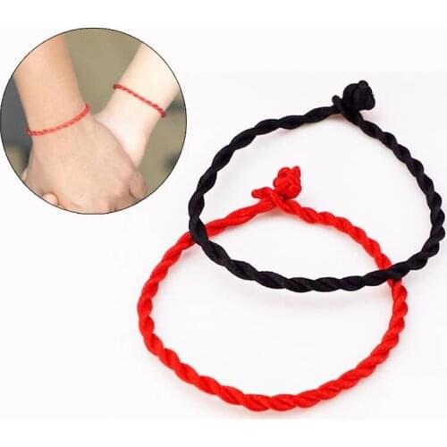 10pcs lucky red rope cotton and linen bracelet black red couple bracelet gifts wholesale bulk