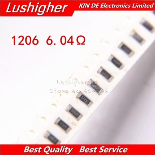 100PCS 1206 SMD Resistor 5% 6.04 Ohm 6R04 6.04ohm