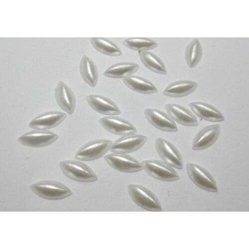 1000 Pure white Horse Eye Half Pearl Bead 4X8mm Flat Back Scrapbook Craft