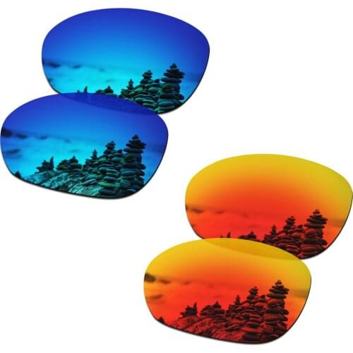 SmartVLT 2 Pairs Polarized Sunglasses Replacement Lenses for Oakley Pulse Ice Blue and Fire Red