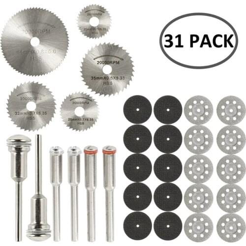 31x Mini Resin Hss Diamond Cutting Discs Wheel Tool Set + Drill Bit For Rotary Tool For Cutting Jade Ceramics Epoxy Glass Wood