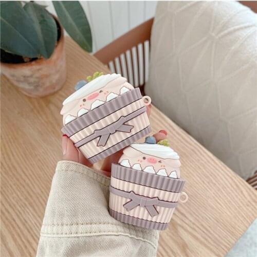 Cute Birthday Cake Pig 3D Case For AirPods 1 2 Pro Box Cartoon Soft Silicone Wireless Bluetooth Earphone Protector Cover
