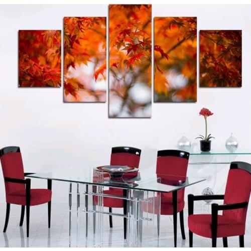 5 Piece Hot Sell Modern Wall Painting Maple Leaves Home Decor Wall Art Canvas Scenery Art Picture Paint On Canvas Prints