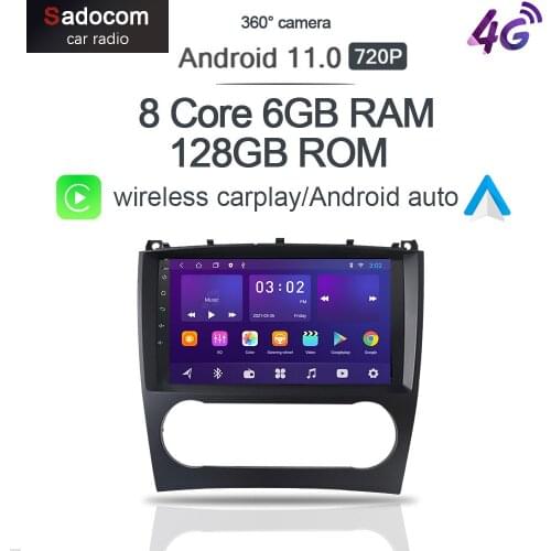 360 6GB+128GB Wireless Carplay DSP Android 10.0 Car DVD Player GPS WIFI Bluetooth 5.0 RDS Radio For Benz W203 C Class C180 C200