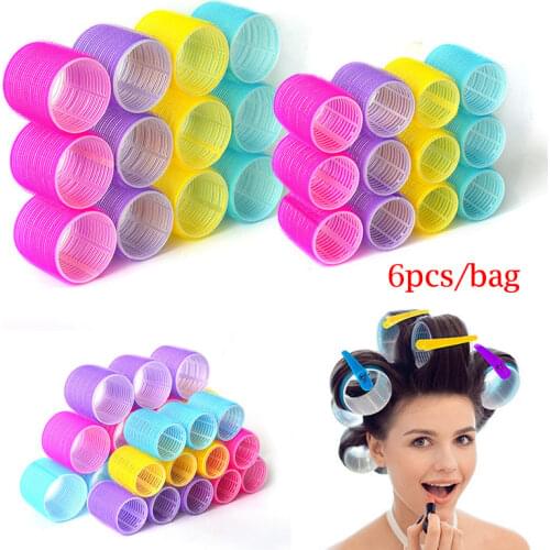 Hot Sale 6 Pcs/Set Multi Size Random Color Large Self Grip Hair Rollers Pro Salon Hairdressing Curlers Hair Salon Tools