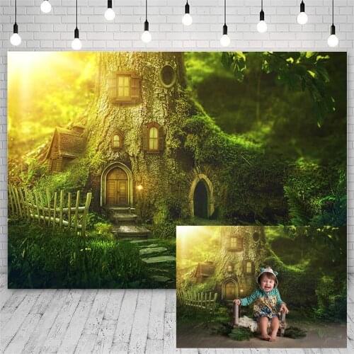 Avezano Baby Shower Happy Birthday Party Photography Backdrops Green Forest House Decor Backgrounds For Photo Studio Photophone