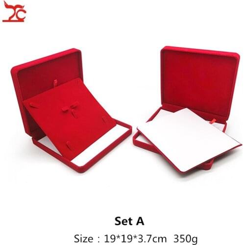 Red Velvet Jewelry Set Box Wedding Gift Box Jewelry Organizer Press on Nails Packaging Packaging Boxs for Business Display