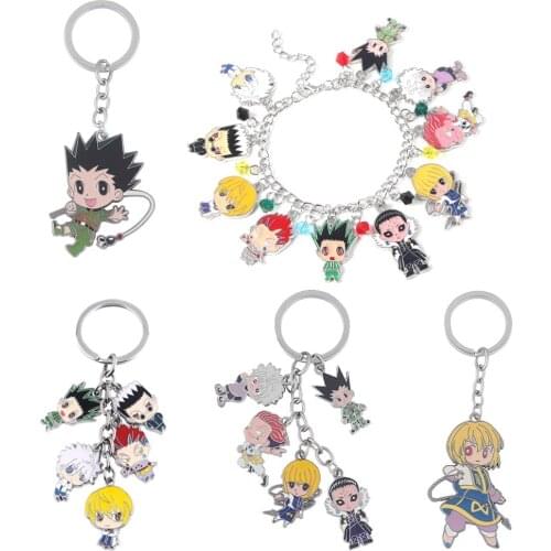 Anime Hunter x Hunter Bracelets GON Killua Zoldyck Kurapika Leorio Hisoka Figures Bracelets for Women Men Key Chain Holder Gift