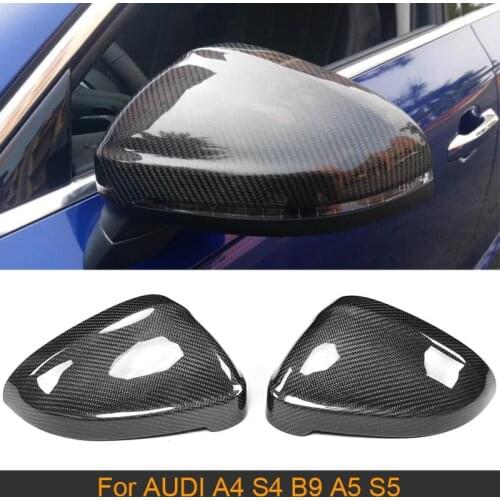 Carbon Fiber Car Rearview Mirror Covers for AUDI A4 S4 B9 A5 S5 Avant Allroad Quattro 2017-2019 Replace Side Mirror Caps Covers