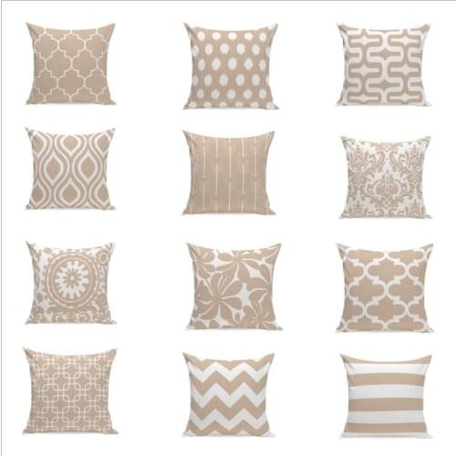 Khaki Color Flowers Chevron Cushion Cover Home Decor Velvet Pillow Cover For Sofa 45*45cm Decorative Geometric Pillows Case