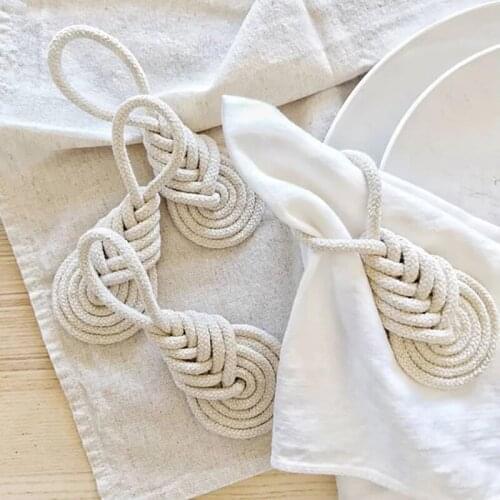 4Pcs Cotton Rope Napkin Ring European Style Napkin Holders Dinner Table Decorate DIY Handmade Crafts Party Supplies-ABUX
