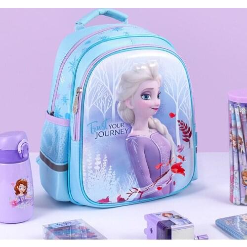 Disney Frozen Printed Childrens School Bag 3D Anime Cartoon Cute Backpack Blue Purple Schoolbag