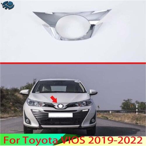 For Toyota VIOS 2019 Car Decoration ABS Chrome Front mark on both sides of the middle net cover frame