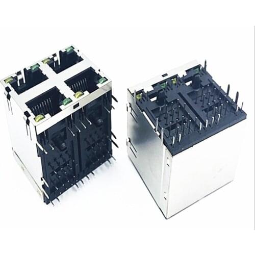 RJ45 socket 59B 2*1 2*2 2*4 double layer with light network socket 90 degree double layer