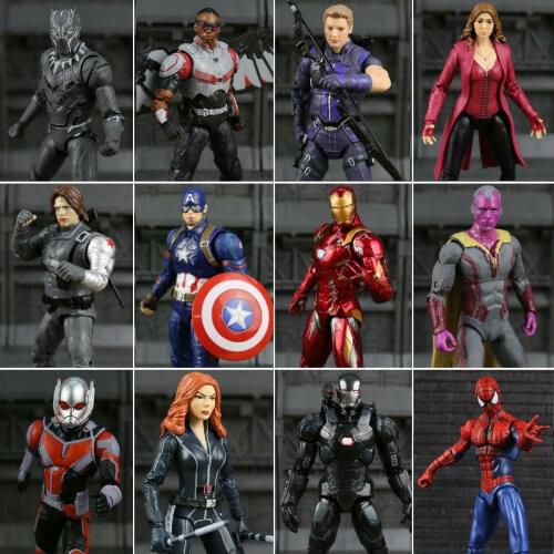 7 inch Super Hero Cosplay Iron Man Black Panther Black Widow Scarlet Witch Ant-Man PVC Action Figure Toys