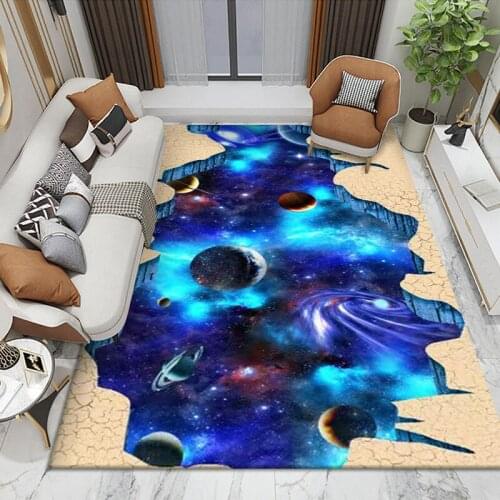 Illusion Universe Star Sky 3D Printed Carpets For Living Room Bedroom Area Rugs Space Play Mat Carpet Child Planet Room Printing
