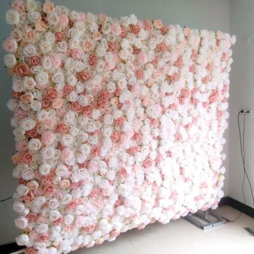 SPR Custom 3D Pink Flowerwall Wedding Artificial Silk Rose Flower Wall Panel Backdrop Artificial Flowers Decorative Flowers For