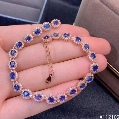 KJJEAXCMY fine jewelry S925 sterling silver inlaid natural sapphire Girl noble hand Bracelet Support test Chinese style