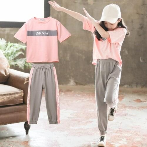 Girls Clothes Sets 2021 Summer Kids T-Shirt Pants Set For Teen Girl Cotton 2 Pcs Suit 4 6 8 10 12 14 Years Children Clothing
