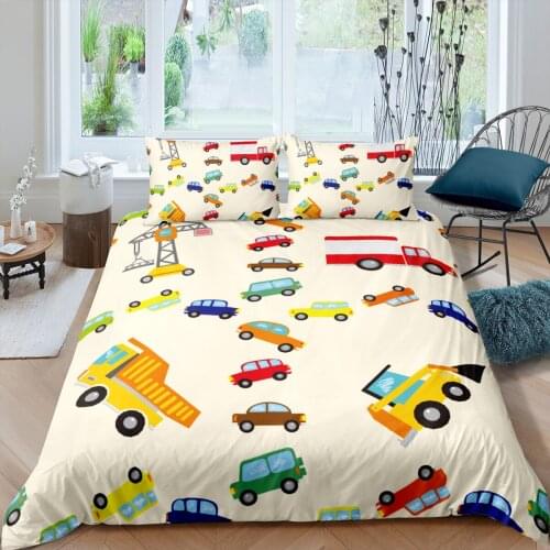 3D Cream-coloured Quilt Cover Set Cartoon Comforter Covers Pillow Slips Full Double Single Twin Queen King Size Car Bedding Set