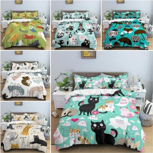 Animal Cartoon Bedding Set Bedclothes Duvet Cover Set with Pillowcase Quilt Cover Queen/King Size Home Textile