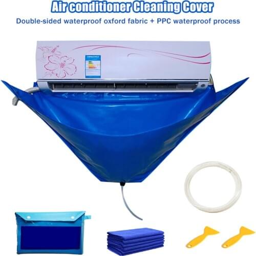 Air Conditioner Cleaning Cover With Water Pipe Waterproof Dust Protection Cleaning Cover Bag For Air Conditioners Below 1.5P