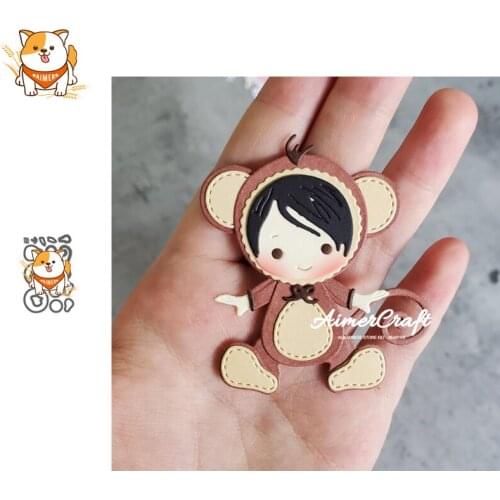 Monkey Baby Animal Metal Cutting Dies Mold Knife Scrapbooking Stencil DIY Embossing Craft Die Cuts Card Making New Dies For 2020