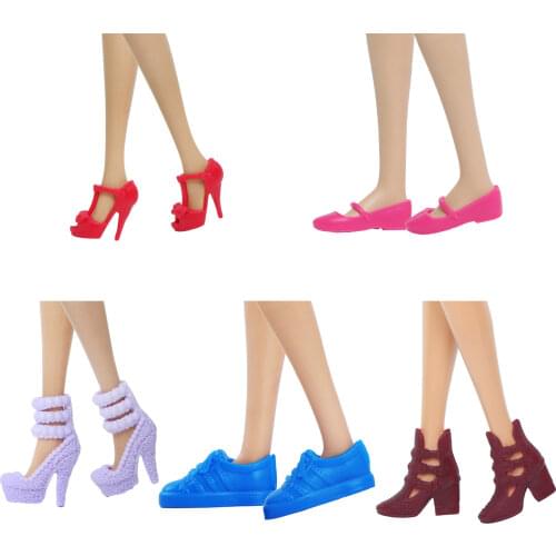 High Quality 5 Pairs/Set Doll Shoes Sport Boot Daily Casual Wear Red Pink Cute Shoes for Barbie Doll 12'' Accessories Kids Shoes