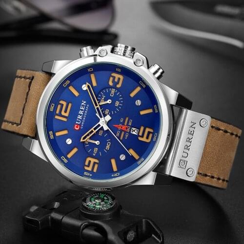 Original Luxury CURREN Fashion Leather Strap Quartz Men Watches Casual Date Business Male Wristwatches Clock Montre Homme