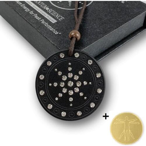 Health Scalar Energy Lava Pendant Necklace Fashion Jewelry with 6 Pieces EMF protection Anti Radiation Mobile Stickers